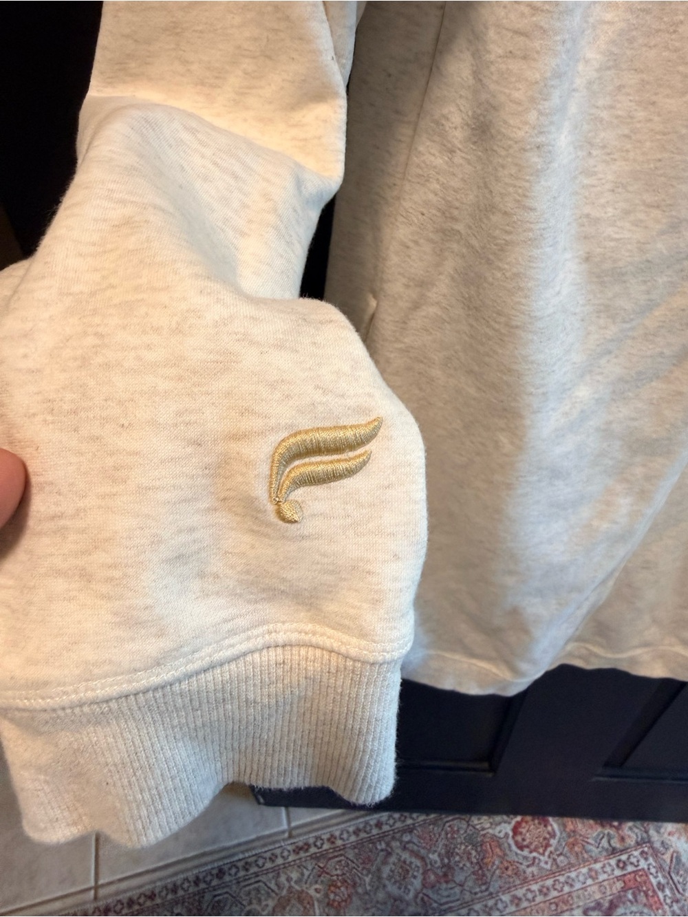 Fabletics Light Cream Ribbed Collar Sweatshirt - Picture 5 of 7